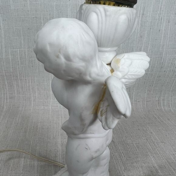 Vintage Porcelain Bisque Nightlight Lamp Shade Boudoir Glass Chimney AS IS - Picture 6 of 10